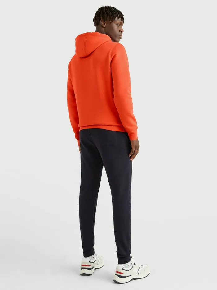 Tommy Hilfiger Logo Fleece Hoody Hawaiian Coral Mens Sweatshirts and Hoodies On Sale