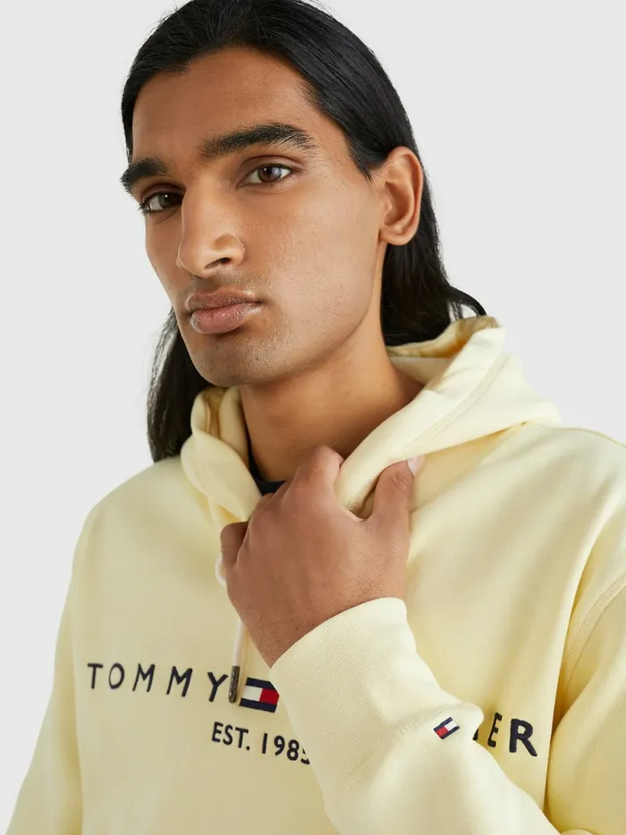 Tommy Hilfiger Logo Fleece Hoody Lemon Twist Mens Sweatshirts and Hoodies Gift 4 You