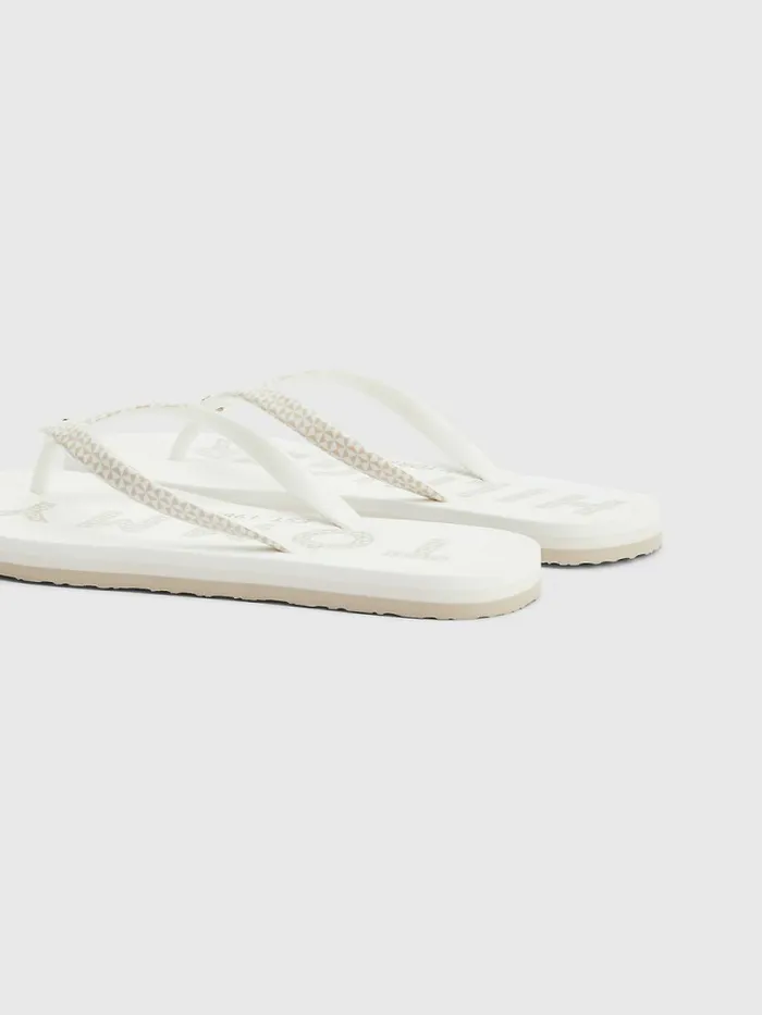 Tommy Hilfiger Logo FlipFlops White Womens Sandals Casaul
