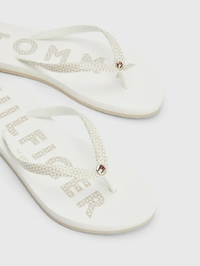 Tommy Hilfiger Logo FlipFlops White Womens Sandals Casaul