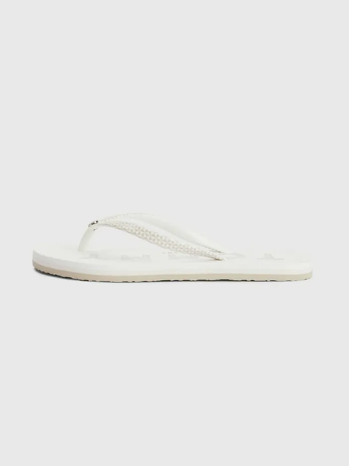 Tommy Hilfiger Logo FlipFlops White Womens Sandals Casaul