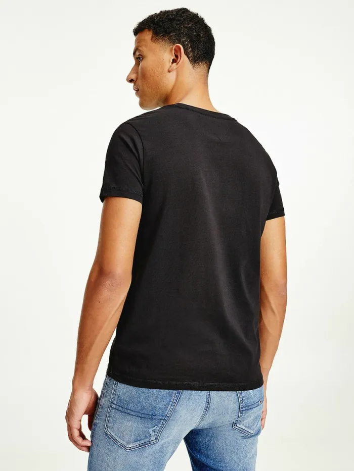 Tommy Hilfiger Logo Organic Cotton Slim Fit TShirt Black Mens TShirts Near Me