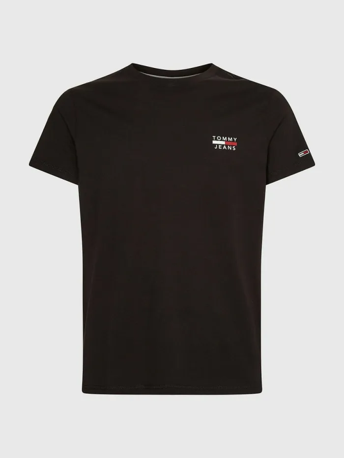 Tommy Hilfiger Logo Organic Cotton Slim Fit TShirt Black Mens TShirts Near Me