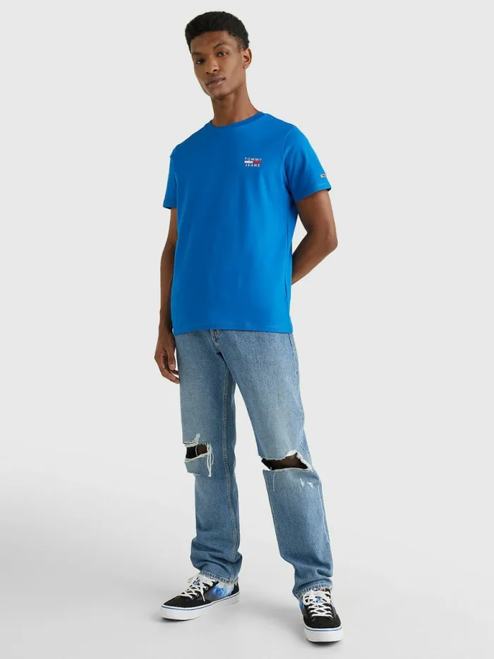 Tommy Hilfiger Logo Organic Cotton Slim Fit TShirt Regatta Blue Mens TShirts Near Me