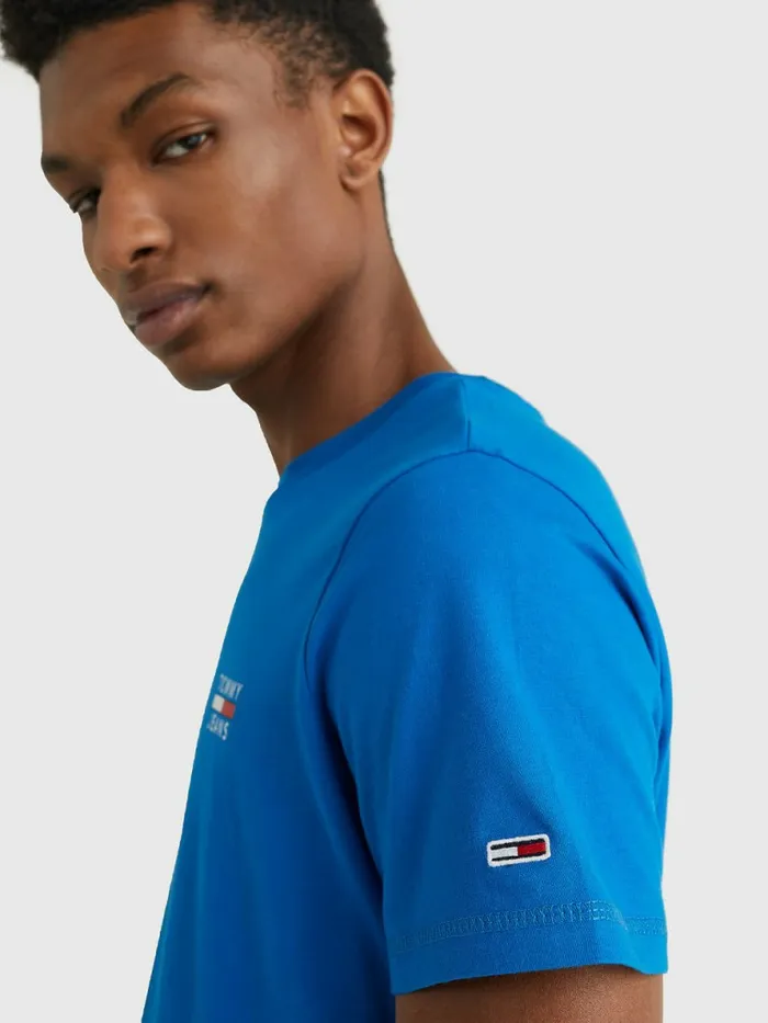 Tommy Hilfiger Logo Organic Cotton Slim Fit TShirt Regatta Blue Mens TShirts Near Me
