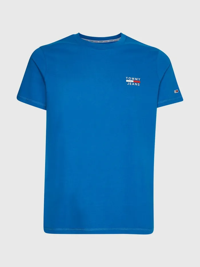 Tommy Hilfiger Logo Organic Cotton Slim Fit TShirt Regatta Blue Mens TShirts Near Me