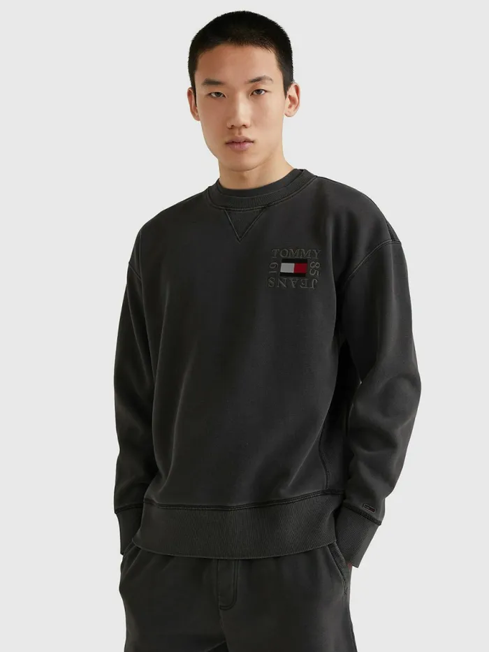 Tommy Hilfiger Logo Patch Fleece Sweatshirt Black Mens Sweatshirts and Hoodies Cheap On Sale Tommy Hilfiger Logo Patch Fleece Sweatshirt Black Mens Sweatshirts and Hoodies Cheap On Sale
