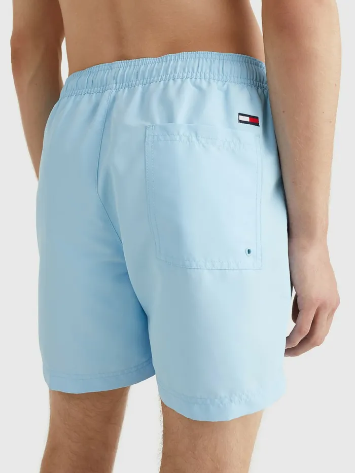 Tommy Hilfiger Logo Patch Mid Length Swim Shorts Sail Blue Mens Swimwear Gift Ideas