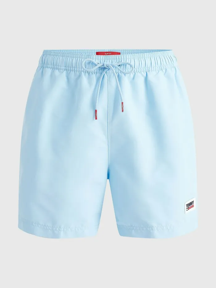 Tommy Hilfiger Logo Patch Mid Length Swim Shorts Sail Blue Mens Swimwear Gift Ideas