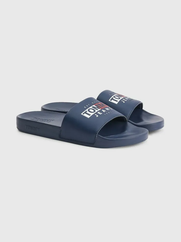 Tommy Hilfiger Logo Pool Slides Twilight Navy Mens Casual Shoes Gift 4 You