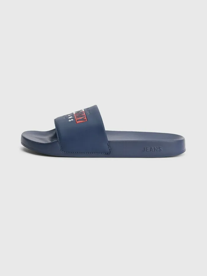 Tommy Hilfiger Logo Pool Slides Twilight Navy Mens Formal Shoes and Brogues Gift Ideas