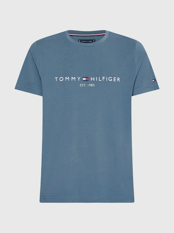 Tommy Hilfiger Logo Print TShirt Charcoal Blue Mens TShirts Near Me
