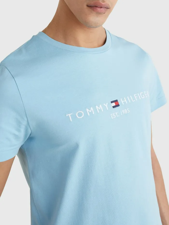 Tommy Hilfiger Logo Print TShirt Columbia Blue Mens TShirts Popular