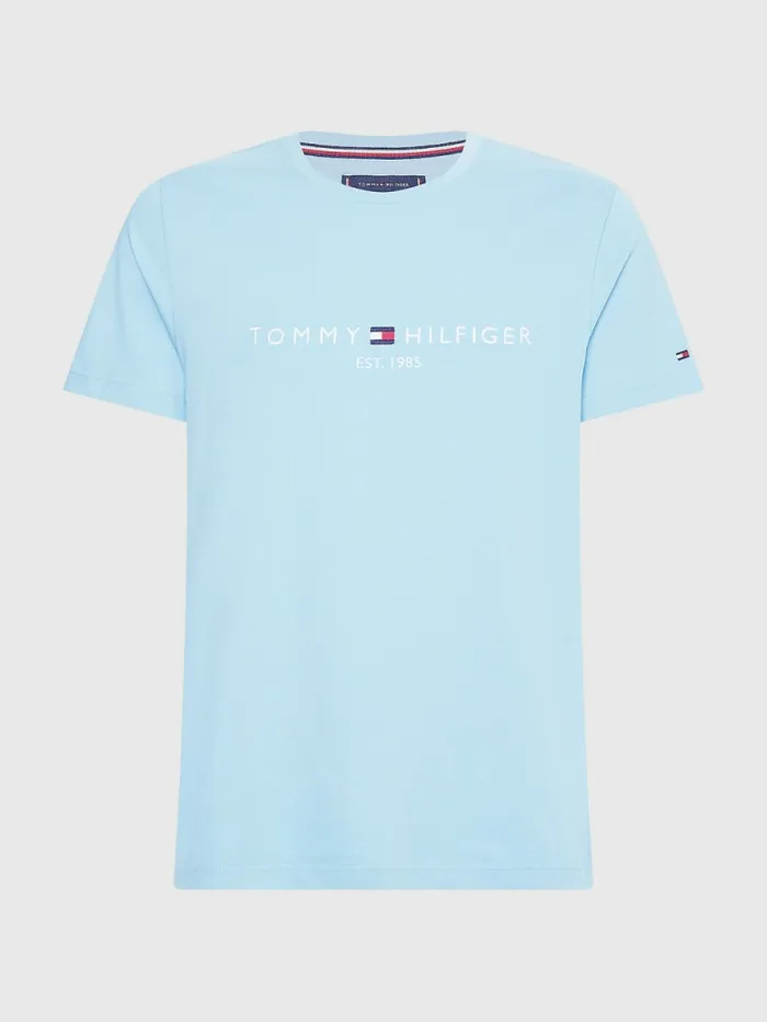 Tommy Hilfiger Logo Print TShirt Columbia Blue Mens TShirts Popular