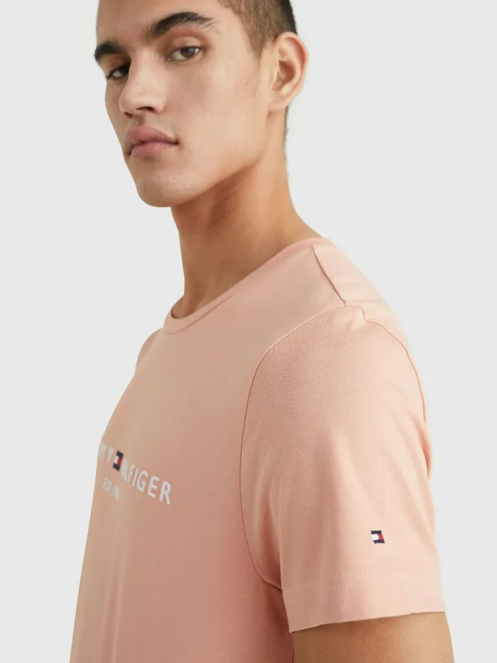 Tommy Hilfiger Logo Print TShirt Guava Mens TShirts Near Me