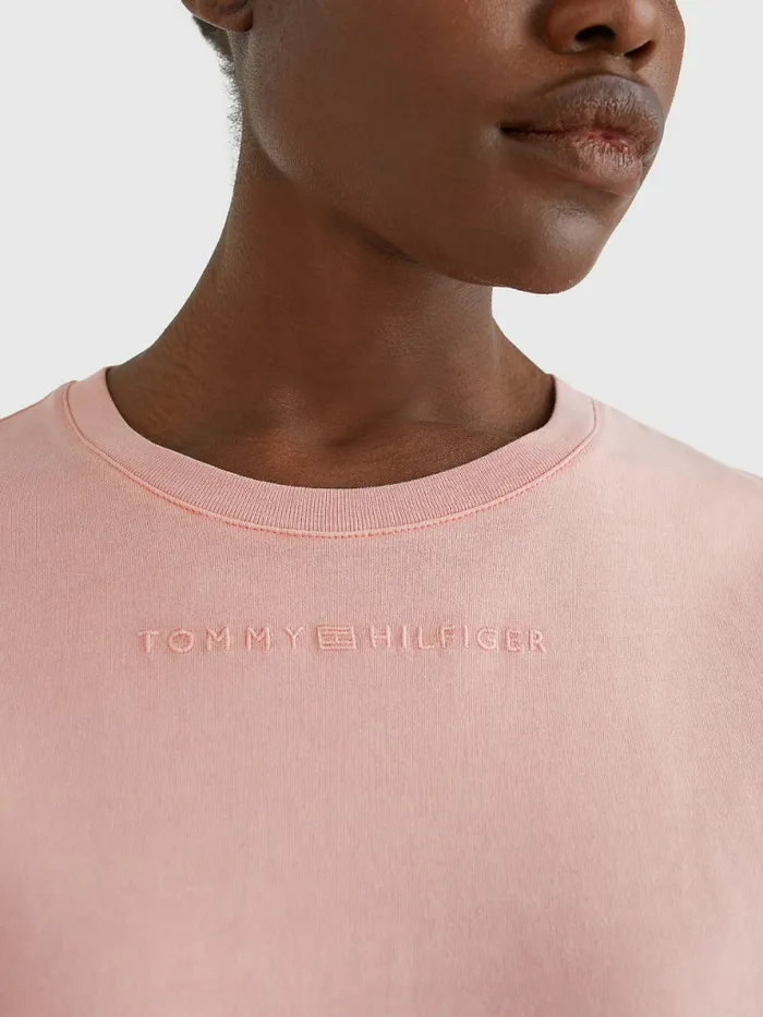 Tommy Hilfiger Logo Relaxed Fit TShirt Coral Shimmy Womens TShirts Online