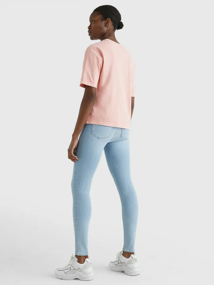 Tommy Hilfiger Logo Relaxed Fit TShirt Coral Shimmy Womens TShirts Online