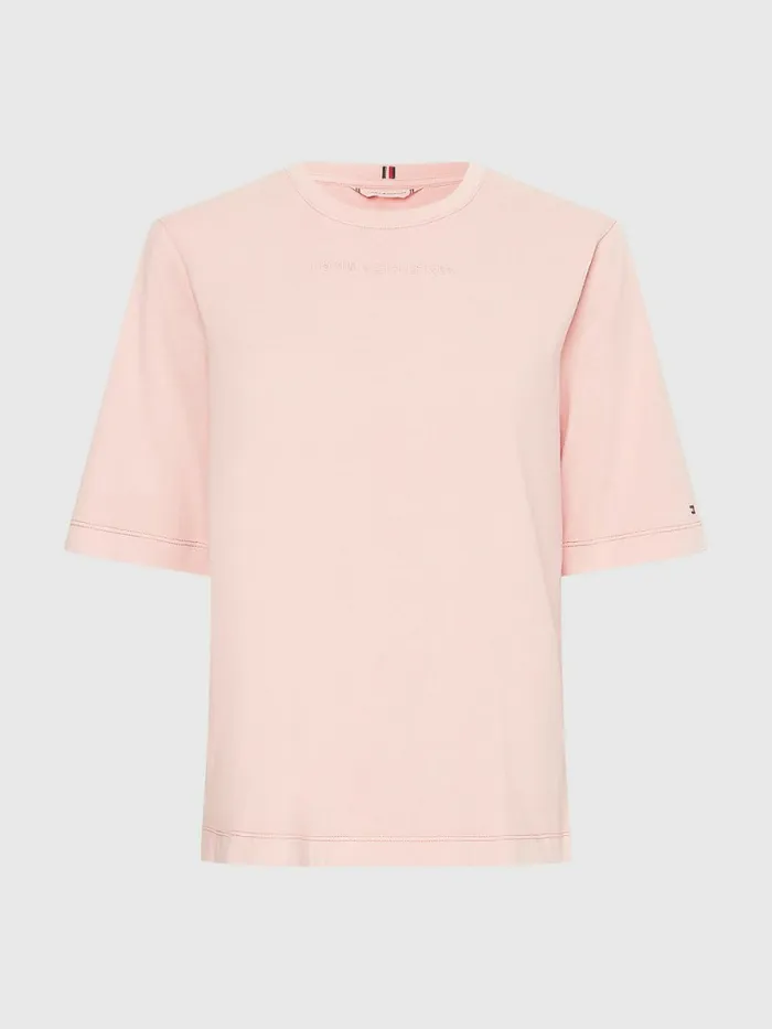 Tommy Hilfiger Logo Relaxed Fit TShirt Coral Shimmy Womens TShirts Online