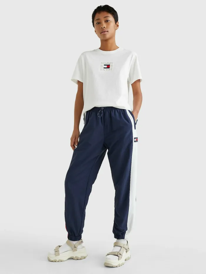 Tommy Hilfiger Logo Relaxed Fit TShirt Ecru Womens TShirts Cheap On Sale