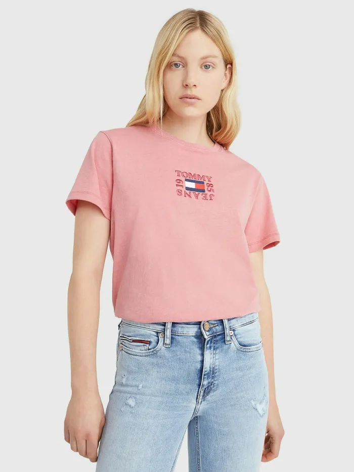 Tommy Hilfiger Logo Relaxed Fit TShirt Garden Rose Womens TShirts For Sale