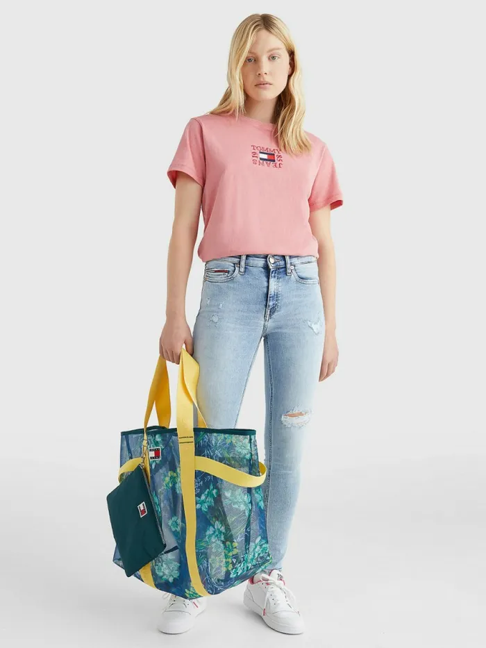 Tommy Hilfiger Logo Relaxed Fit TShirt Garden Rose Womens TShirts For Sale