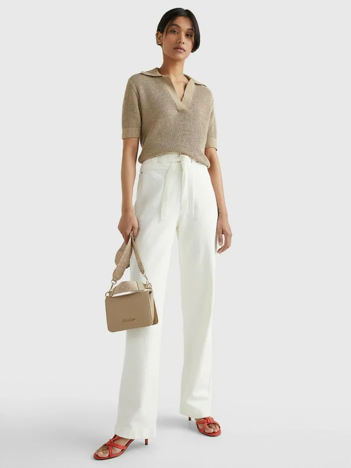 Tommy Hilfiger Logo Small Crossover Bag Beige Womens Bags Popular