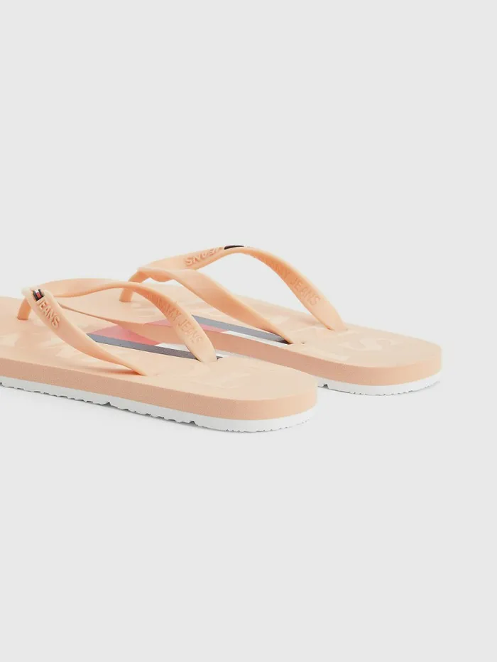 Tommy Hilfiger Logo Strap Flip Flops Frosty Mango Womens Sandals Gift 4 You