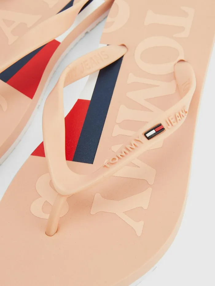 Tommy Hilfiger Logo Strap Flip Flops Frosty Mango Womens Sandals Gift 4 You