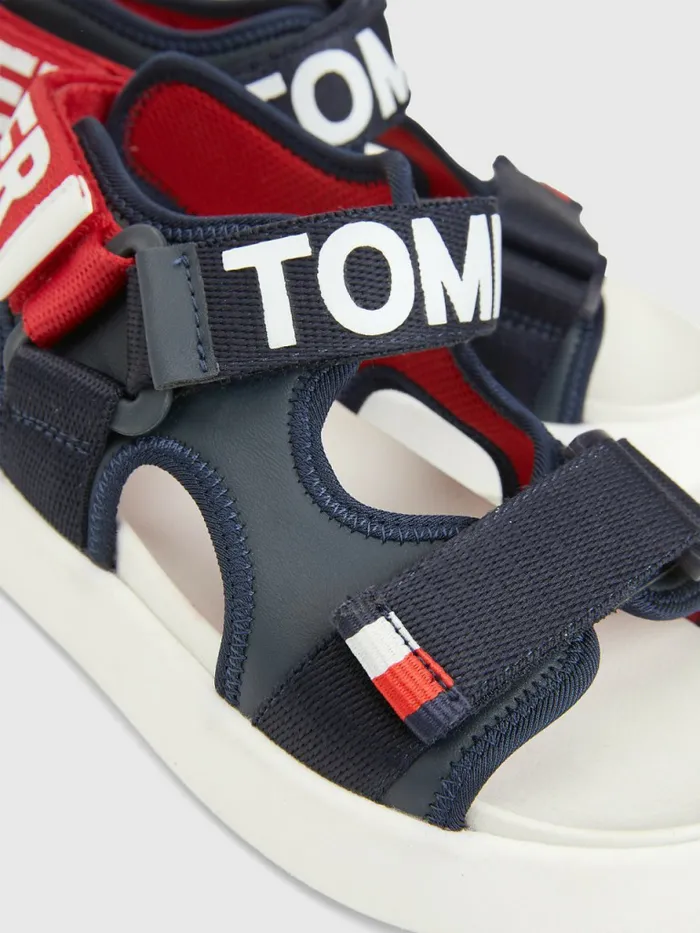 Tommy Hilfiger Logo Strap Sandals Blue Boys Shoes and Accessories Cheap On Sale
