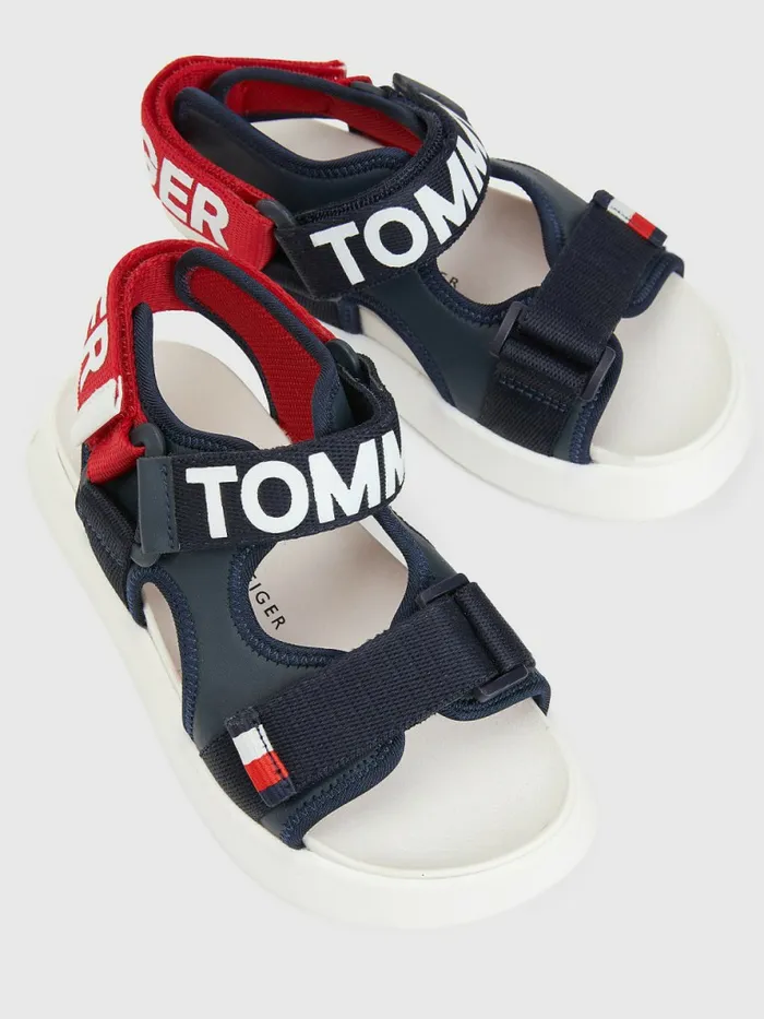 Tommy Hilfiger Logo Strap Sandals Blue Boys Shoes and Accessories Cheap On Sale