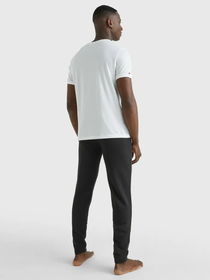 Tommy Hilfiger Logo Stripe TShirt White Mens Essentials