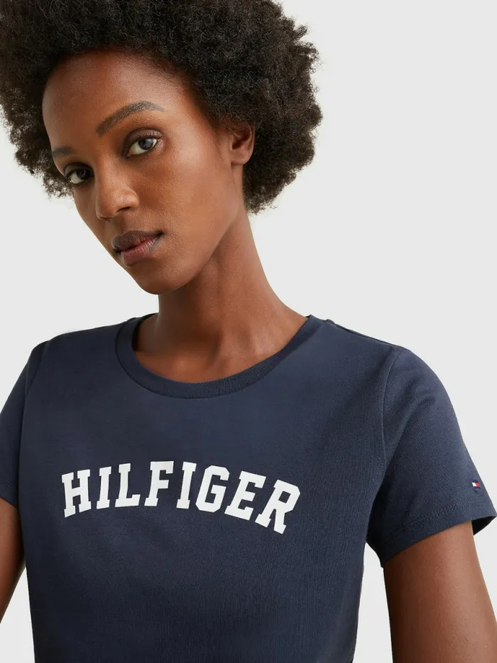 Tommy Hilfiger Logo TShirt Navy Blazer Womens Essentials