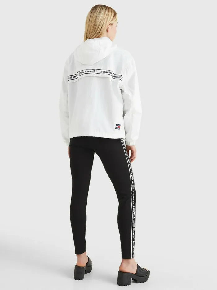 Tommy Hilfiger Logo Tape Chicago Windbreaker White Womens Coats and Jackets Sale