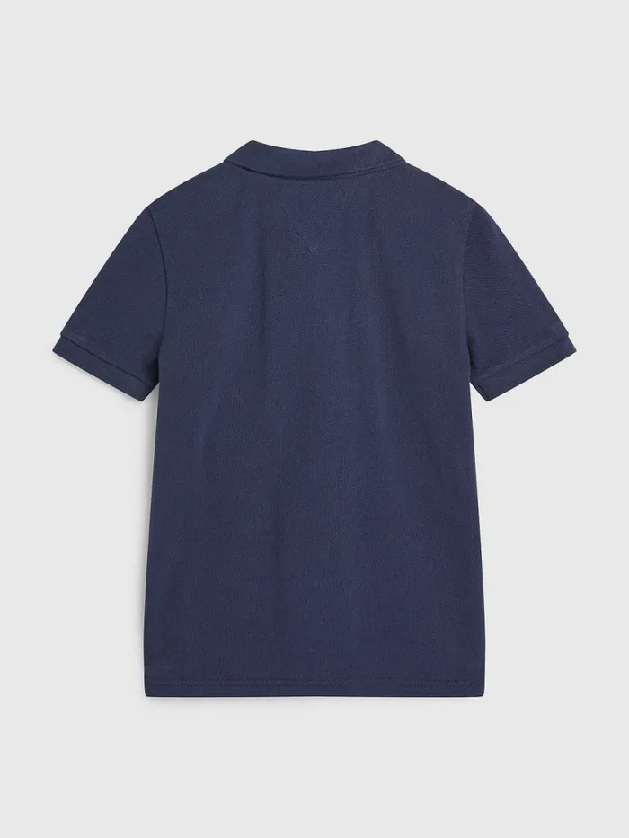 Tommy Hilfiger Logo Tape ColourBlocked Polo Twilight Navy Boys TShirts and Polos Casaul