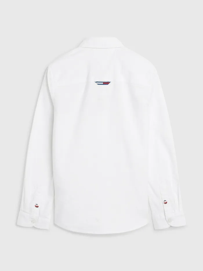 Tommy Hilfiger Logo Tape Oxford Shirt White Boys Shirts Online