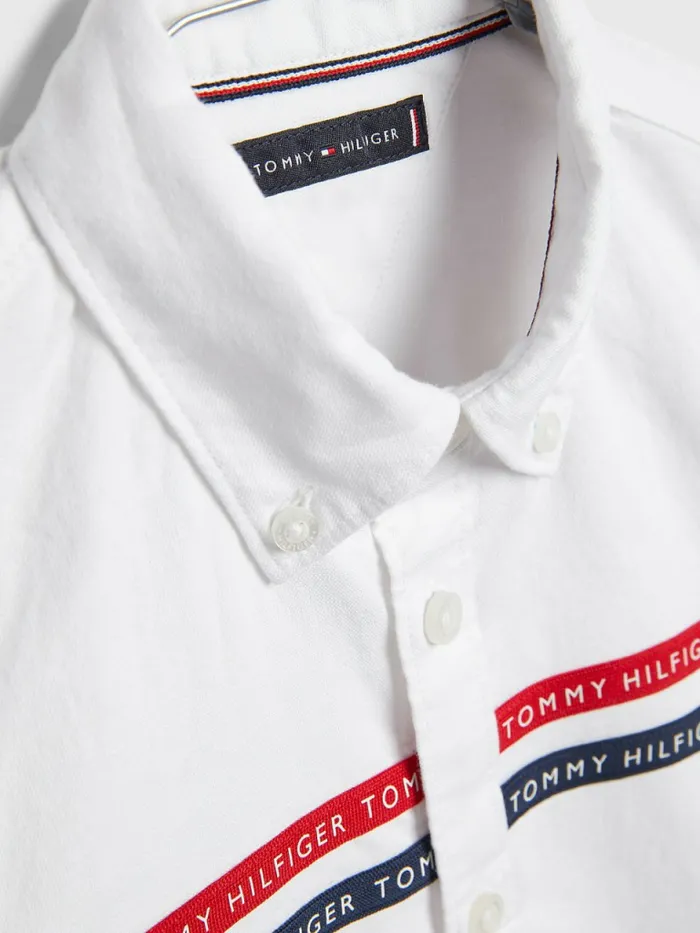 Tommy Hilfiger Logo Tape Oxford Shirt White Boys Shirts Online