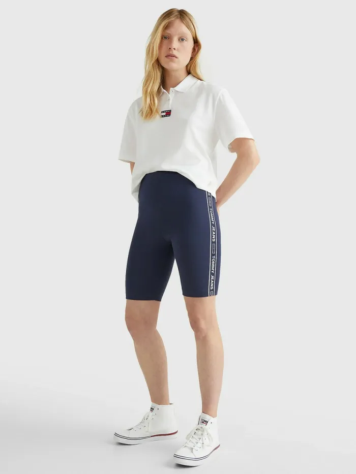 Tommy Hilfiger Logo Tape Skinny Cycling Shorts Twilight Navy Womens Shorts Near Me