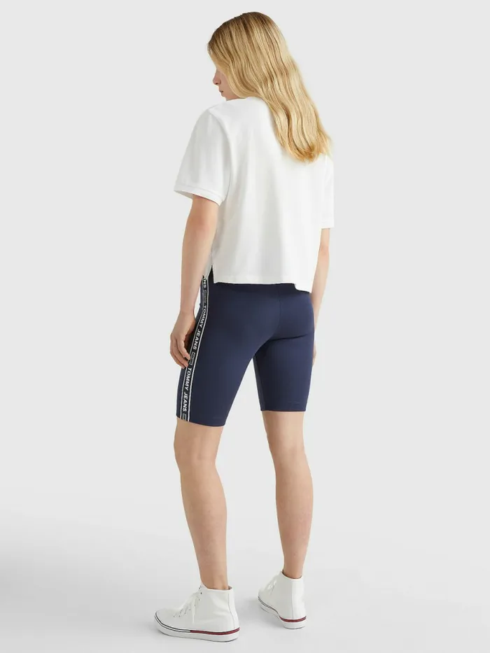 Tommy Hilfiger Logo Tape Skinny Cycling Shorts Twilight Navy Womens Shorts Near Me