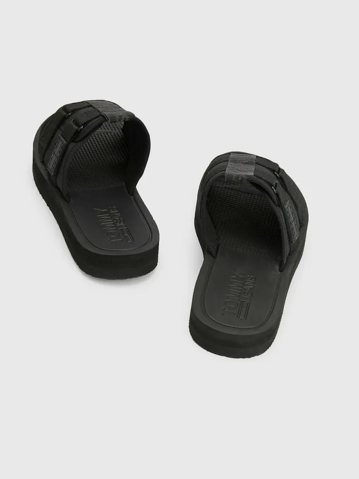Tommy Hilfiger Logo Tape SlipOn Sandals Black Mens Sandals Sliders and Flip Flops Sale