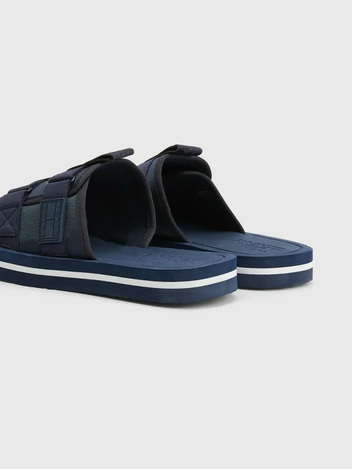 Tommy Hilfiger Logo Tape SlipOn Sandals Twilight Navy Mens Sandals Sliders and Flip Flops Fashion