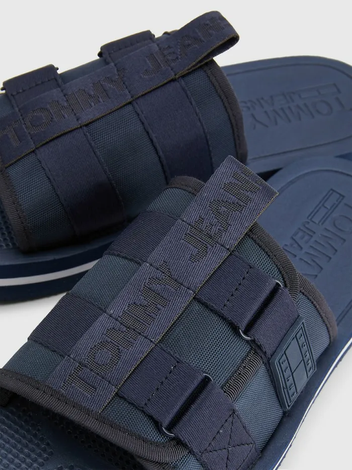 Tommy Hilfiger Logo Tape SlipOn Sandals Twilight Navy Mens Sandals Sliders and Flip Flops Fashion