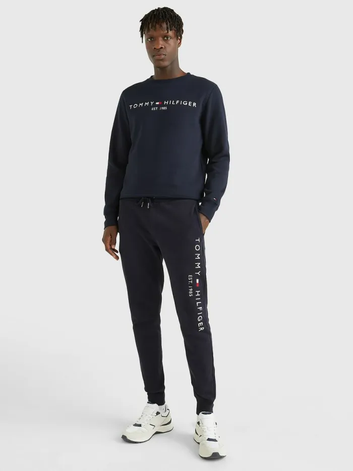 Tommy Hilfiger Logo Tapered Joggers Desert Sky Mens Trousers