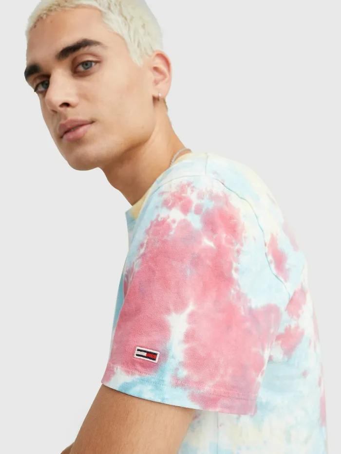 Tommy Hilfiger Logo TieDye TShirt Bold Tie Dye Aop Mens TShirts Gift Ideas