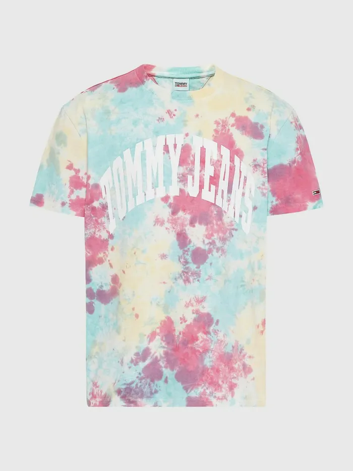Tommy Hilfiger Logo TieDye TShirt Bold Tie Dye Aop Mens TShirts Gift Ideas