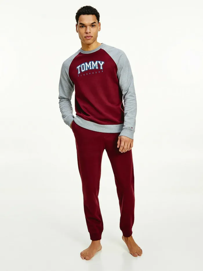 Tommy Hilfiger Logo Waistband Lounge Joggers Deep Rouge Mens Trousers