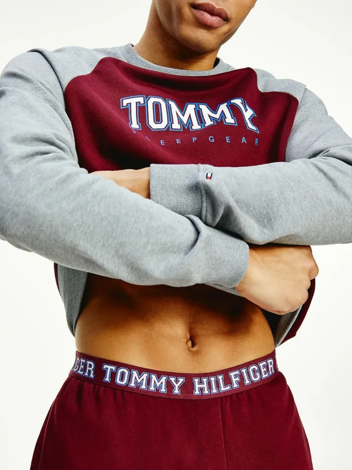 Tommy Hilfiger Logo Waistband Lounge Joggers Deep Rouge Mens Trousers