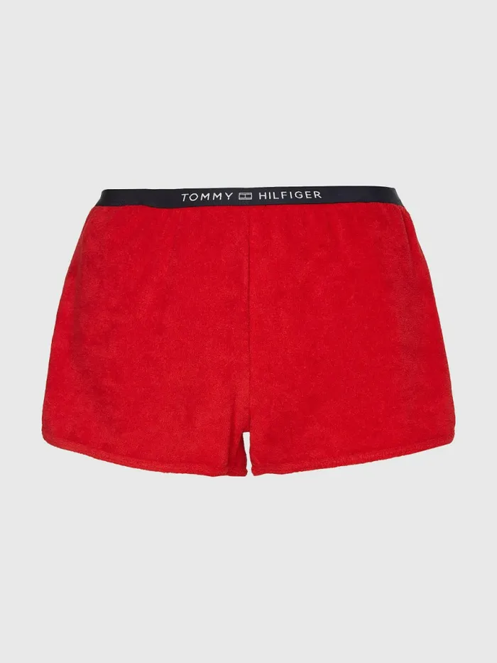 Tommy Hilfiger Logo Waistband Terry Shorts Primary Red Womens Swimwear Cheap On Sale