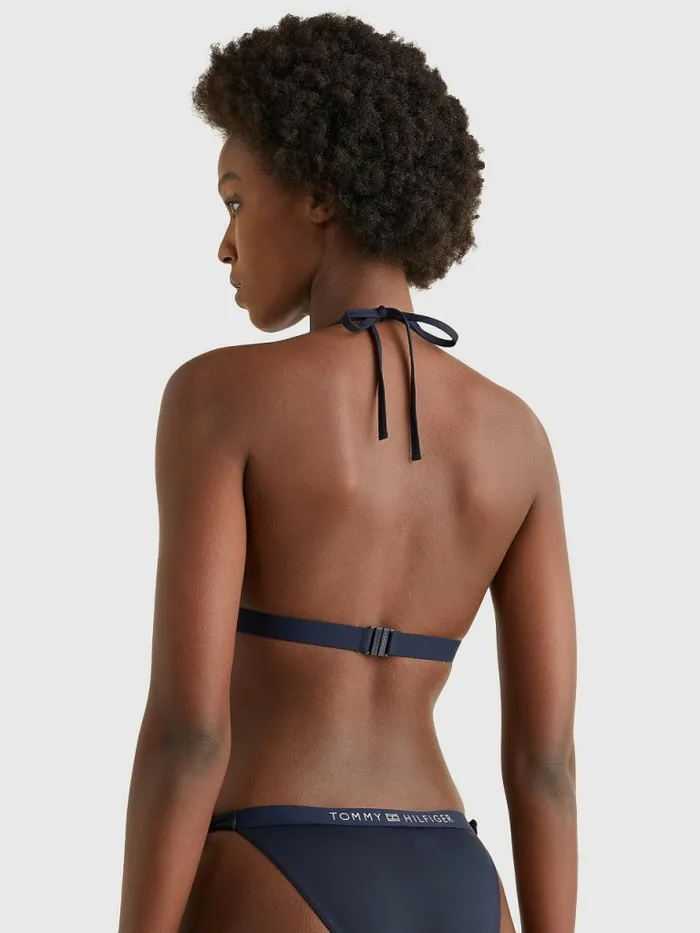 Tommy Hilfiger Logo Waistband Triangle Bikini Top Blue Desert Sky Womens Swimwear On Sale