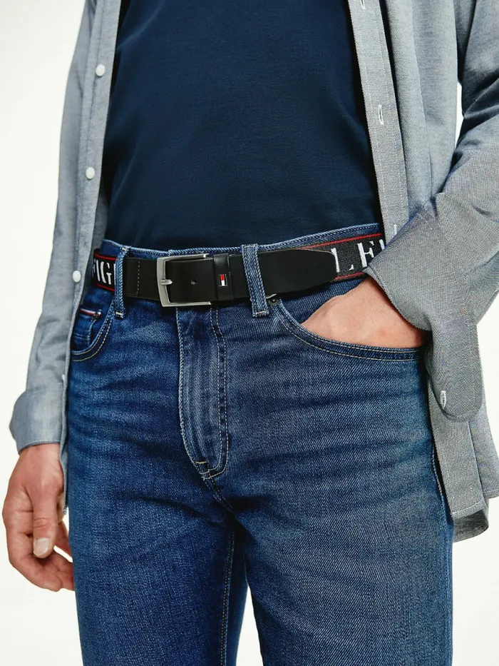 Tommy Hilfiger Logo Webbing Belt Black Mens Belts Gift Ideas