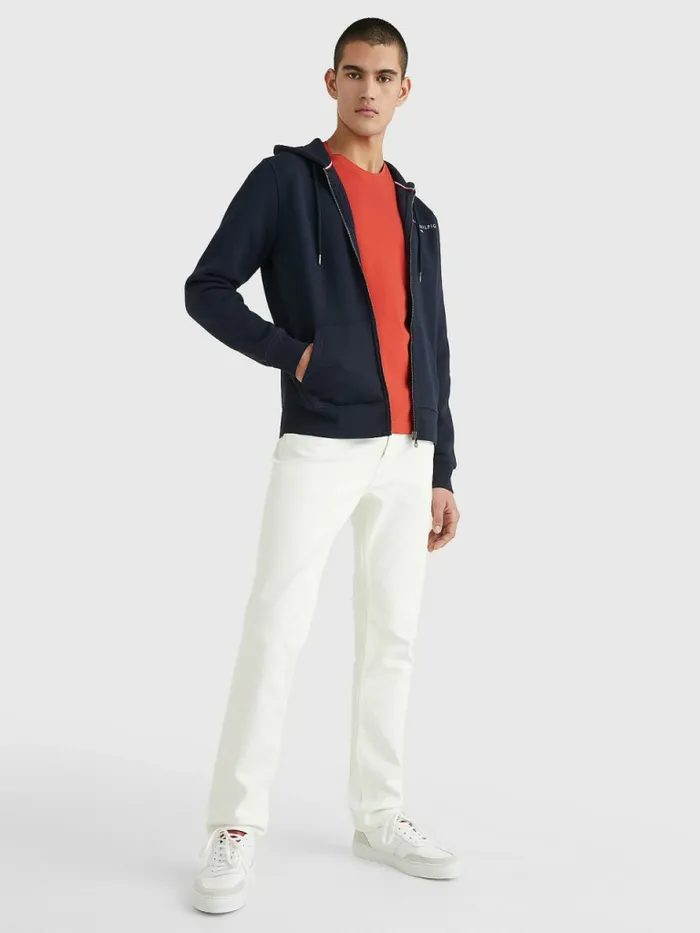 Tommy Hilfiger Logo ZipThru Hoody Desert Sky Mens Sweatshirts and Hoodies Gift Ideas